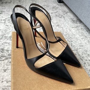 Louboutin Calfskin Cross Slingback Heels 100cm